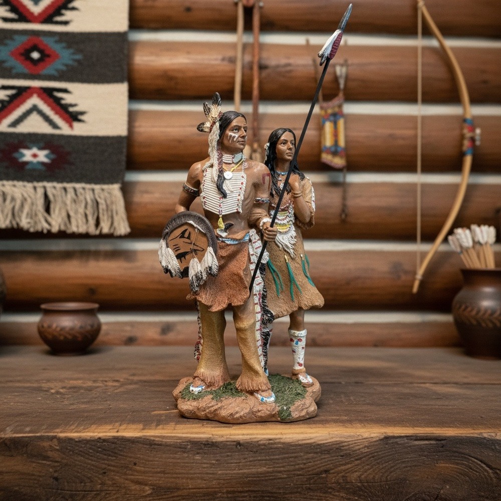 Ebros Hand-Painted Eagle Warrior Couple Figurine, Husband & Wife Family Sculptur